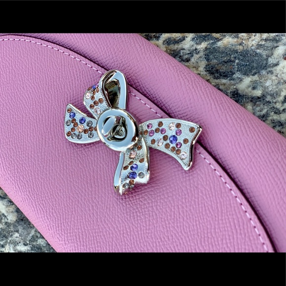 Coach Slim Envelope Leather Wallet w bow turnlock - Picture 8 of 8